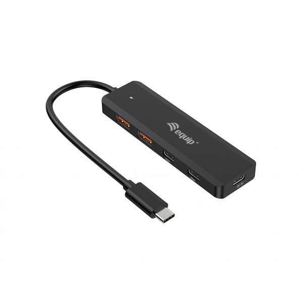 Equip 128966 Hub USB-C 4 Portas (2xUSB-C, 2xUSB-A) USB 3.2 Gen 2 10Gbps Thunderbolt 3/4 Black