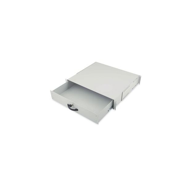 Digitus 2U Lockable Drawer With Handle 88x481x400 mm, Color Grey (ral 7035) - DN-19 KEY-2U