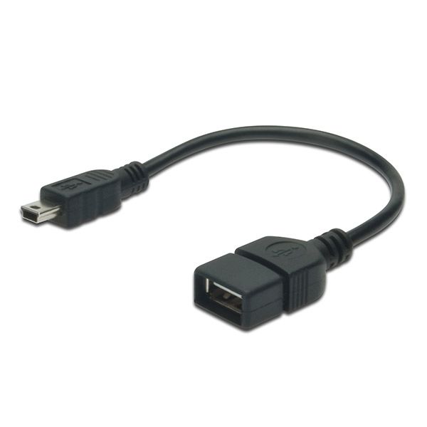Digitus Cabo usb 2.0 Adapter Cable, Otg, Type Mini B - a M/f, 0.2m, usb 2.0 Conform, Bl - AK-300310-002-S