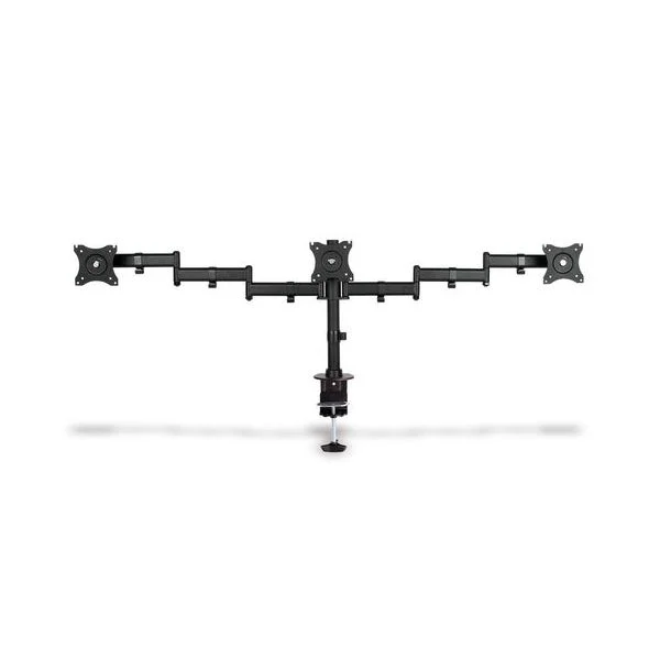 Digitus Triple Monitor Desk Clamp Mount, Black 90ø Swivel,45ø Tilt,rotate 360ø,15'-27' Tft, Max Load 3x8Kg,VESA max100x100 DA-90362