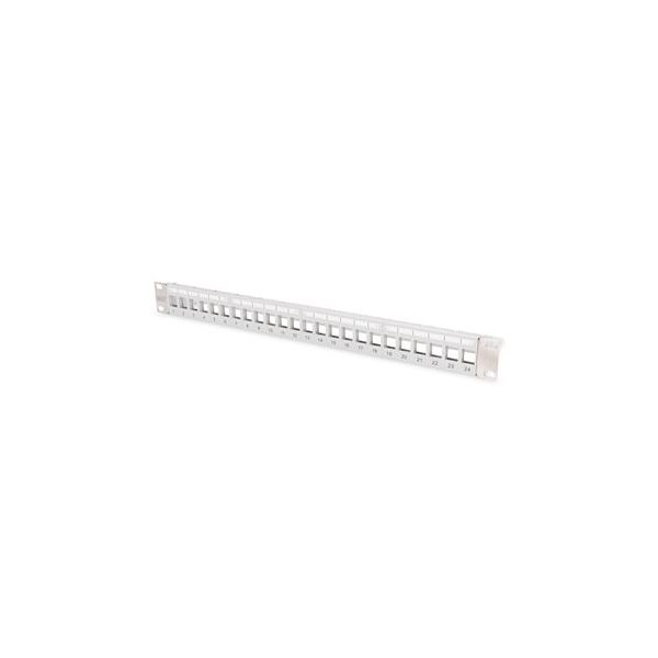 Digitus Modular Patch Panel, shielded 24-port, Blank, 1U, Rack Mount, color grey transp. label field - DN-91410-LF