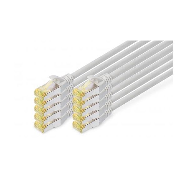 Digitus Cabo Cabo de Rede/Patch Cord Cat 6a S/FTP Cu, Lszh Awg 26/7, Comprimento 0,5 M, 10 Peças, Cor Cinzento | DK-1644-A-005-10