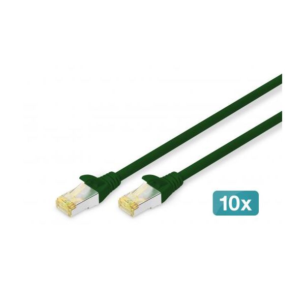 Digitus Cabo Cabo de Rede/Patch Cord Cat 6a S/FTP Cu, Lszh Awg 26/7, Comprimento 1 M, 10 Peças, Cor Verde | DK-1644-A-010-G-10