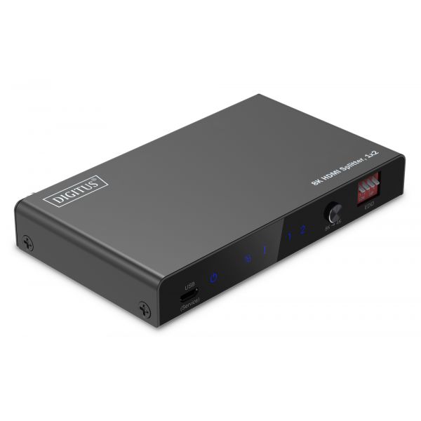 Digitus DS-55339 Splitter HDMI 1x2 8K/60Hz HDR 48Gbps HDCP 2.3 Toslink/Stereo EDID