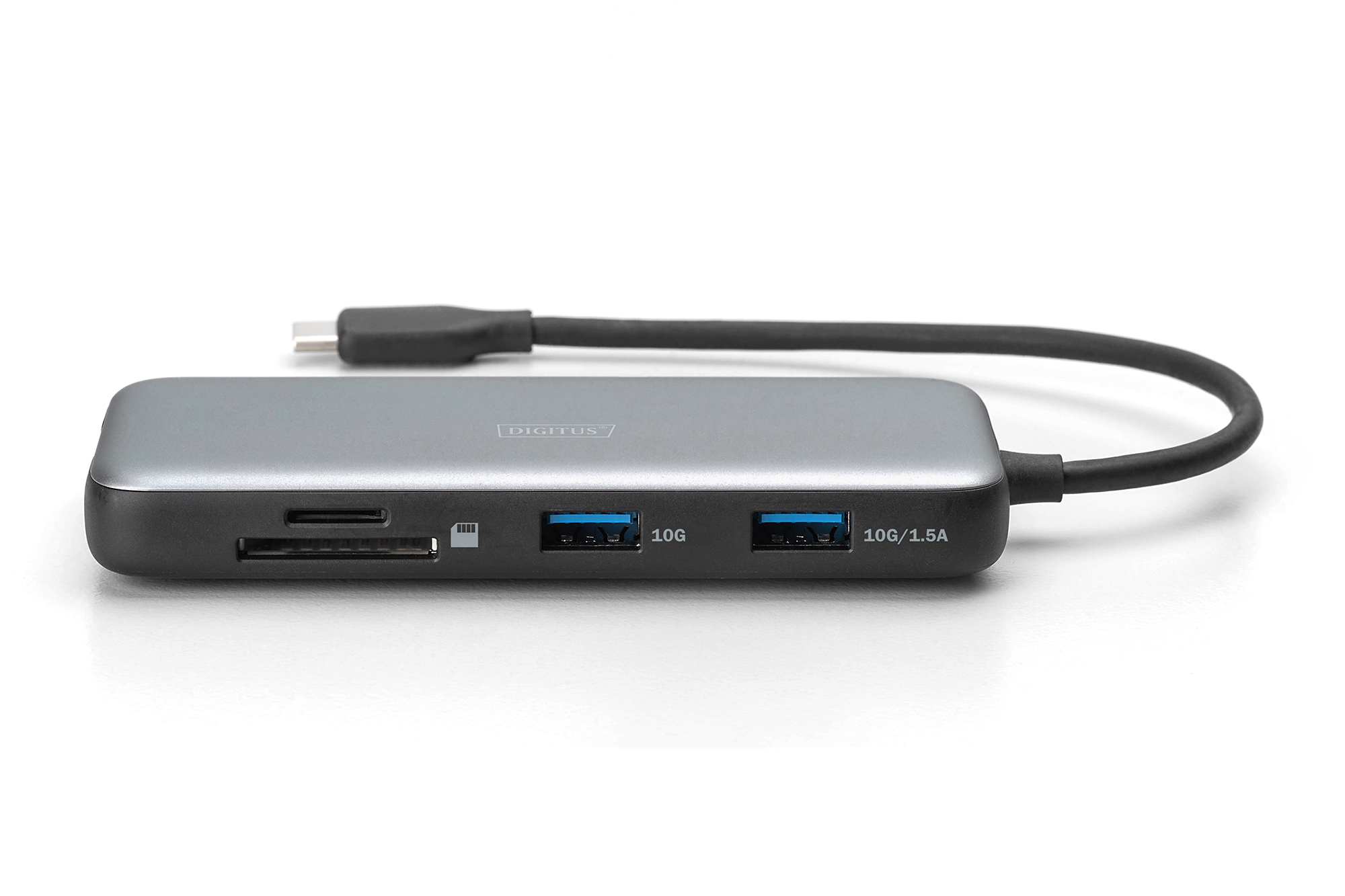Digitus Estação de Docagem DA-70914 USB-C 7 Portas 4K/60Hz HDR HDMI USB-A 3.2 Gen2 Ethernet Gigabit SD/Micro SD PD 100W Alumínio