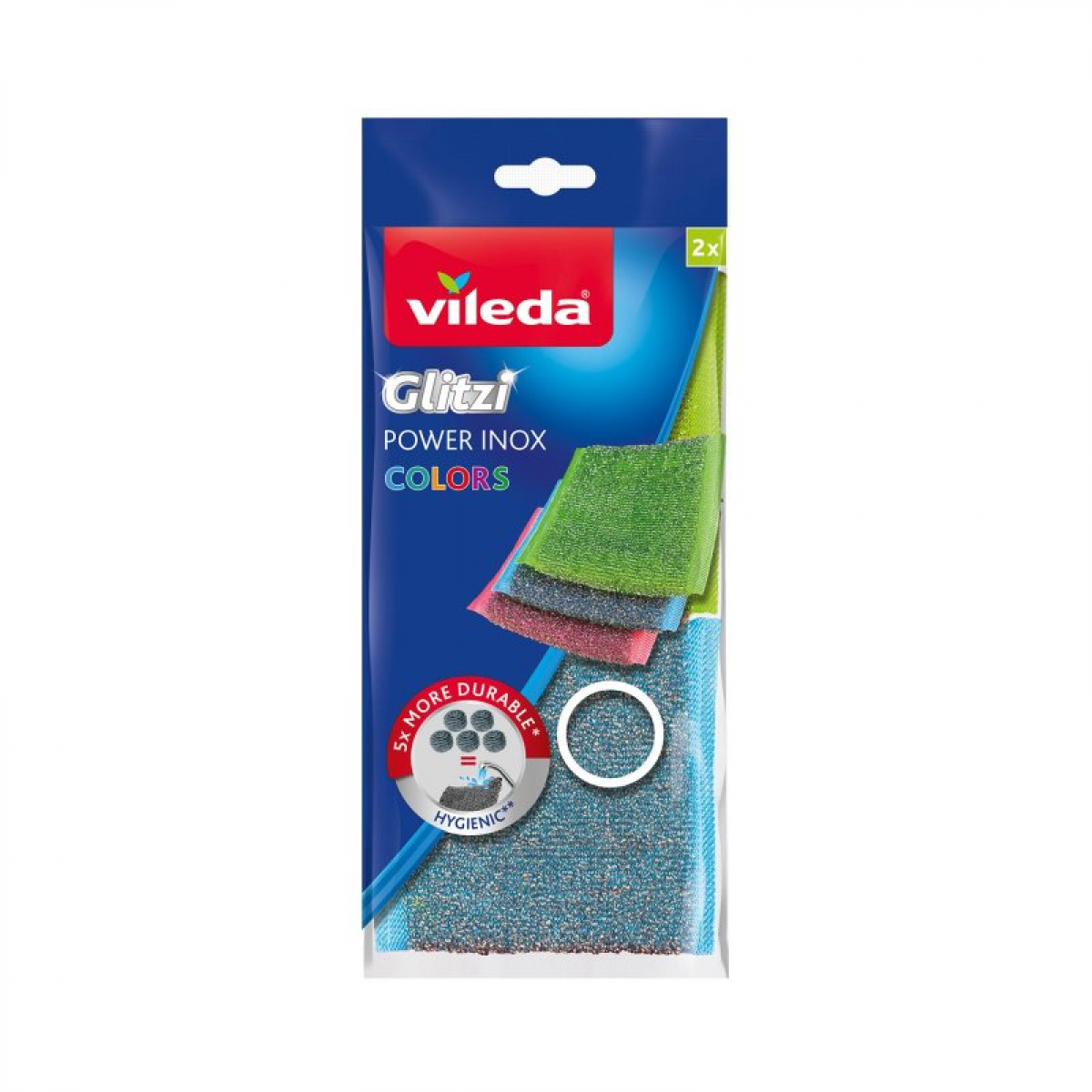Vileda Esfregão/Esponja Metálico Glitzi Power Inox Colors 2 Unidades
