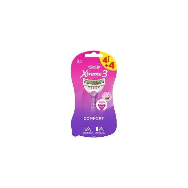 Wilkinson Sword Xtreme 3 Beauty 8 Lâminas de Depilação Femenina Triple Hoja con Cabezal Flexible y Vitamina E + Aloe Vera 7001712M