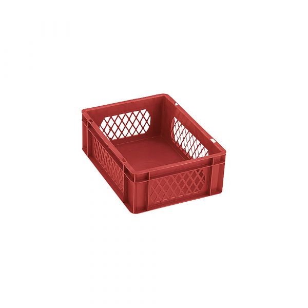 Kaiser+Kraft Recipiente Empilhável em Formato Euro, Paredes e Fundo Perfurados, Cxlxa 400 X 300 X 50 mm, Vermelho, Ue 5 Unid. Vermelho