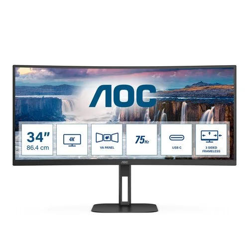 Monitor AOC 34′ CU34V5C/BK VA WQHD 21:9 Curvo 100Hz FreeSync 1ms