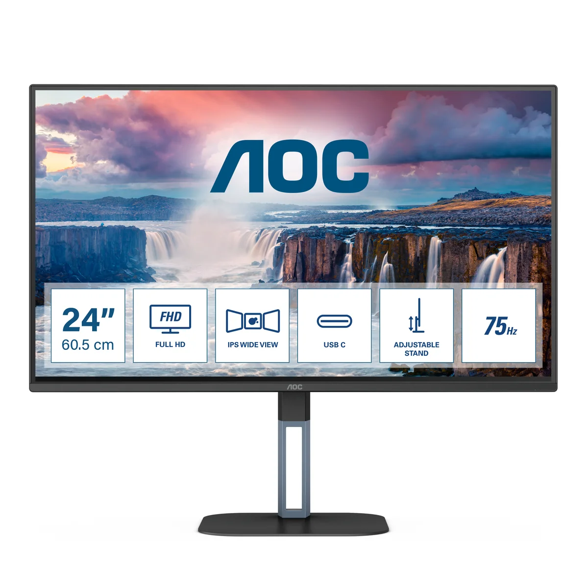 Monitor Aoc Ips 24" 16:9 Fhd Hdmi Dp Usb-c Colunas Has 24V5C/BK