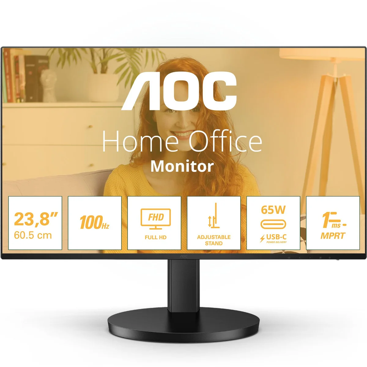 Monitor AOC 24" 24B3CF2 IPS FHD 100Hz 1ms USB-C (65W) c/colunas Ajuste Completo