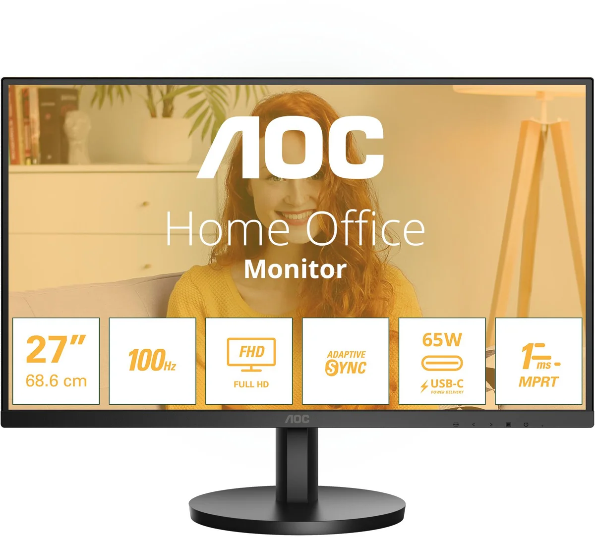 Monitor AOC 27" 27B3CA2 IPS FHD 100Hz 1ms USB-C (65W) c/colunas