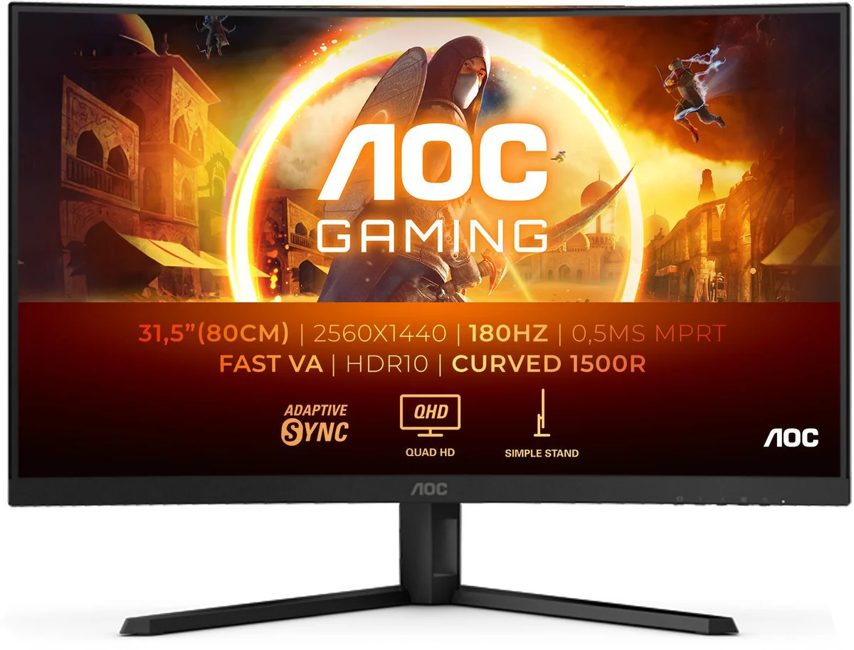 Monitor Curvo AOC Gaming 32" CQ32G4VE Fast VA QHD 180Hz 0.5ms Adaptive Sync