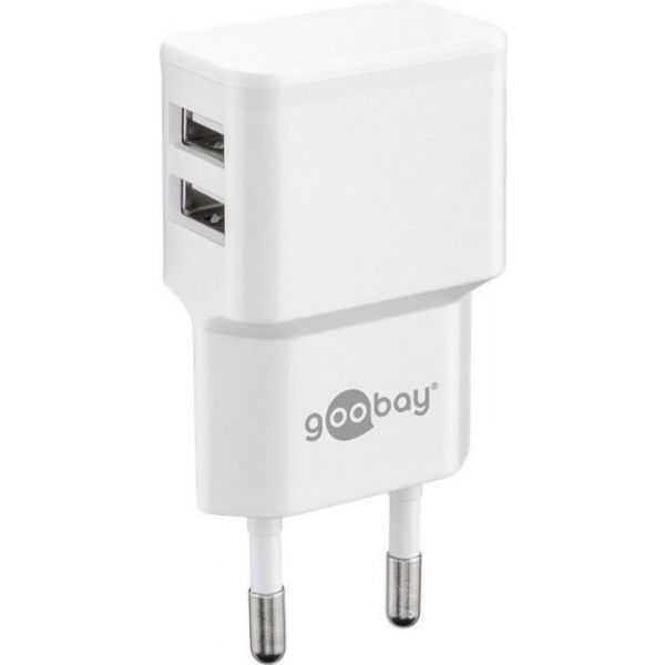 Goobay Carregador Slim 2 Saidas USB 5V - 2.4A White