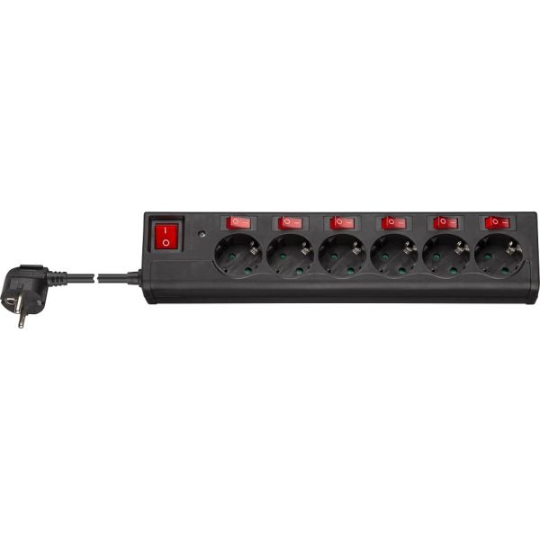 Goobay Extensão Sextupla C/ Interruptor P/ Cada Via (1,5 Mts) Preto - 72567