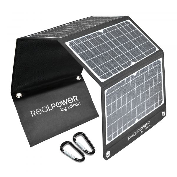 Realpower Painel Solar SP-30E 30W Monocristalino Dobrável com USB-A e USB-C