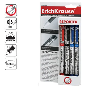Esferográfica 3 Cores 0,5mm Gel EK Reporter 4un