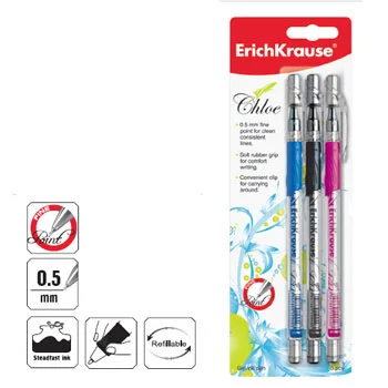 Esferográfica 3 Cores 0,5mm Gel EK Chloe 3un