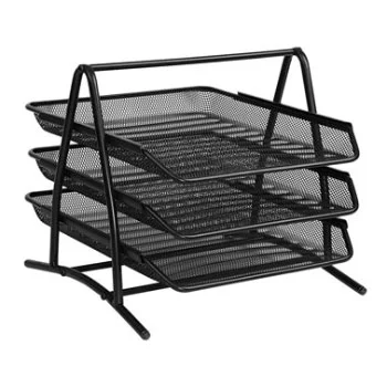 Tabuleiro Metalico Tipo Rede Preto com 3 Gavetas