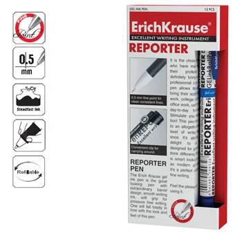 Esferográfica Azul 0,5mm Gel EK Reporter 12un