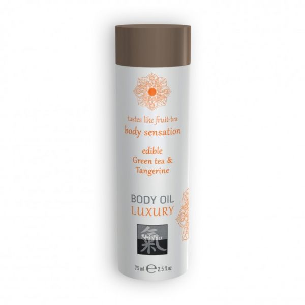 Shiatsu Óleo de Massagem Beijável Luxury Body Oil de Chá Verde e Tangerina 75ML