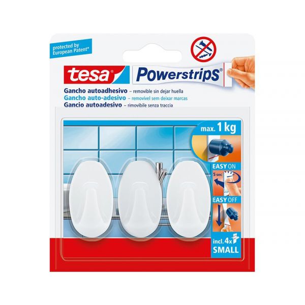 POWER STRIPS Mini Fita Adesiva Gancho Oval Branco