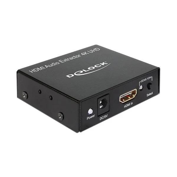 Delock Extrator de Áudio HDMI 4K 30 Hz com Conversor A -> A Fêmea / Fêmea 62692 Preto