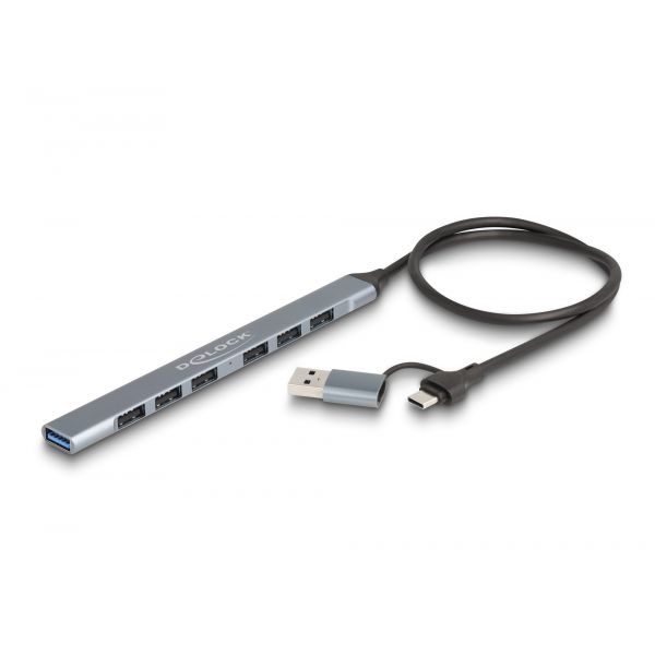 Delock Hub USB Slim 7 Portas USB-C/USB-A