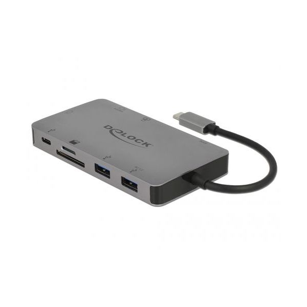 Delock Dockingstation DeLOCK USB-C 4K silver, HDMI, VGA, USB-A, RJ-45 | Noteb - 87735