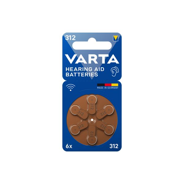 Varta Pilha para Aparelho Auditivo Tipo 312 H312 PR41 6 unidades