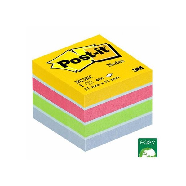Post-it Mini Cubo Notas Aderentes 51 x 51 mm Sortido 400 Fls Bloco 400 Fls - 70662