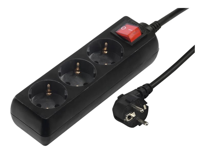 Hama Extensão Elétrica 69223782 Bloco 3 Tomadas Interruptor ON/OFF Cabo 1.4m Preto