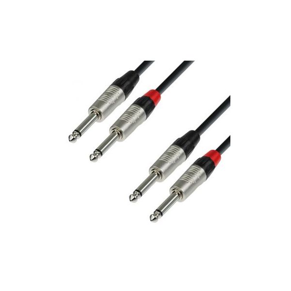 Adam Hall Cabo K4 TPP 0090 Cabo de Audio REAN de 2 Jacks 6,3 mm mono Para 2 Jacks 6,3 mm mono 0,9 m