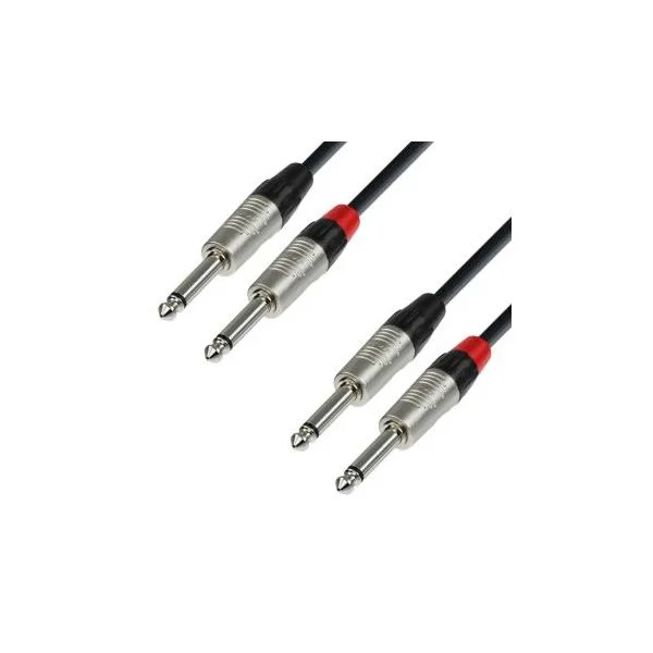 Adam Hall Cabo K4 TPP 0600 Cabo de Audio REAN de 2 Jacks 6,3 mm mono a 2 Jacks 6,3 mm mono 6 m