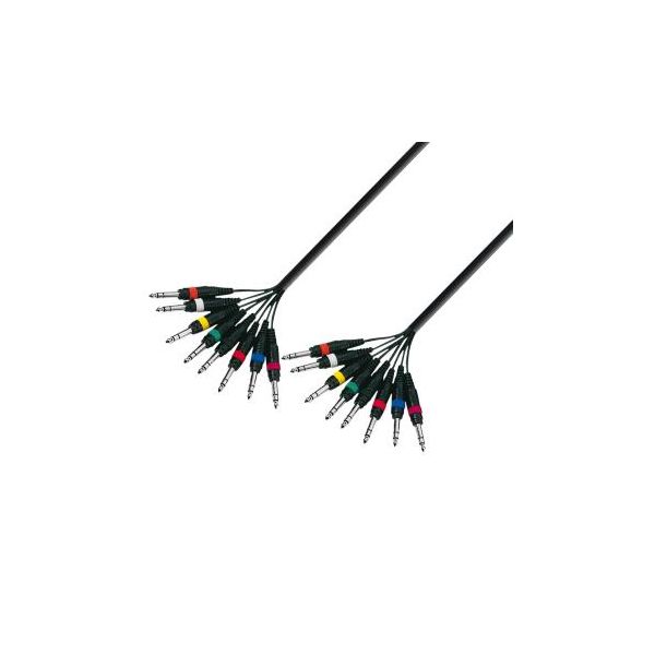 Adam Hall K3 L8 PP 0300 Manguera de Cabo de 8 Jacks 6,3 mm mono a 8 Jacks 6,3 mm mono 3 m