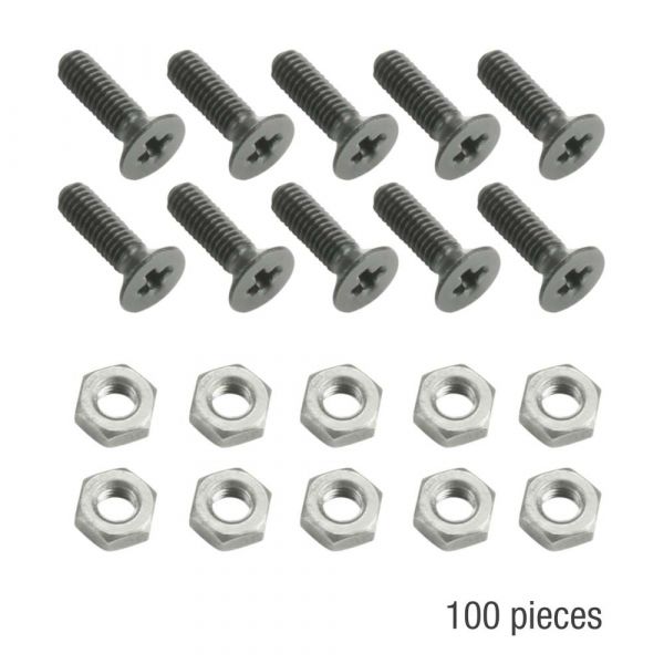 Adam Hall Hardware 5420 Blk M100 Ah Bag of 100 Phillips-head Screw M3 X 10 Black With Nut for Xlr Sockets