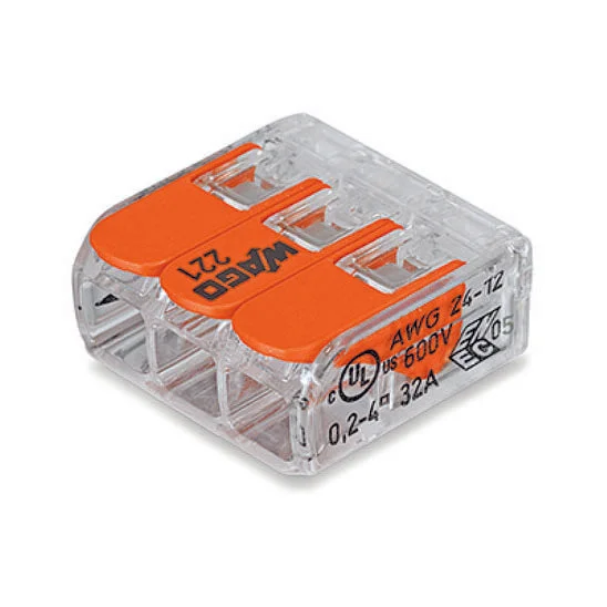 Ligador rápido 3 fios 0.2 a 4mm² (Pacote 10 uni.) 221-413 - Wago