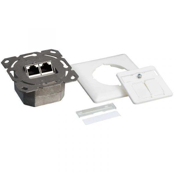 Logilink Cat.6A Anschlussdose, 2x RJ45,weiß, Waagerecht - NP0123