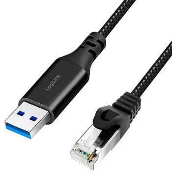 Cabo USB3.0 A/M RJ45 1 GBPS 2 METROS PRETO