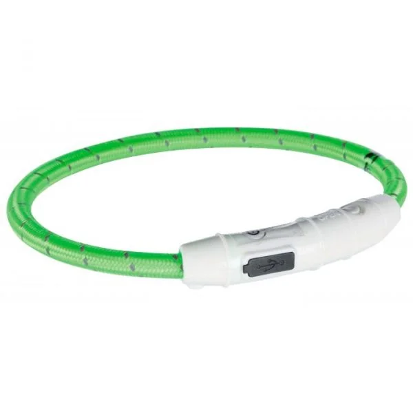 Trixie Coleira Anel Flash Luz usb Verde 65cm x 7mm