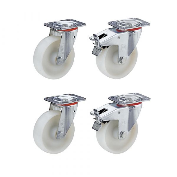 Wicke Roda em Poliamida, em Conjunto Promocional, 2 Rodas Orientáveis, 2 Rodas Orientáveis Bloqueio Duplo, Mancal de Deslize, Ø X Largura Das Rodas 80 X 35 mm - M50116-986094