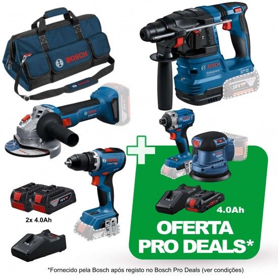 Kit ferramentas sem fio Aparafusadora GSR 18V-65 + Rebarbadora GWS 18V-8 + Martelo GBH 18V-22 Professional + Oferta ProDeals refª 0615A50094 BOSCH