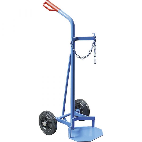 Eurokraft Carro para Garrafas de Gás e de Aço, para 1 Garrafa em Aço, Capacidade 40 L, Pneus de Borracha Maciça Azul Claro Ral 5012 - M317-155470