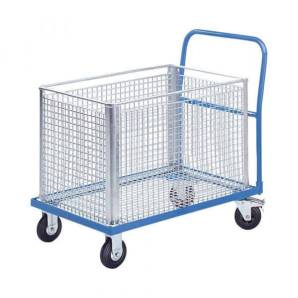 Eurokraft Carro de Armazém em Aço, Armação Cxl 830 X 580 mm, para Cestos de Arame, 200 Kg Azul Claro Ral 5012 - M7519-243396