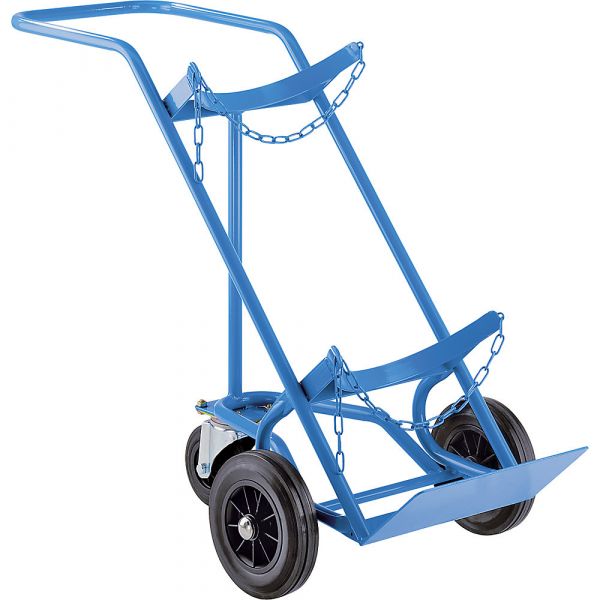 Eurokraft Carro para Garrafas de Gás e de Aço, para 1 Garrafa em Aço Até Ø 380 mm, Roda de Apoio, Pneus de Borracha Maciça Azul Claro Ral 5012 - M70248-921077