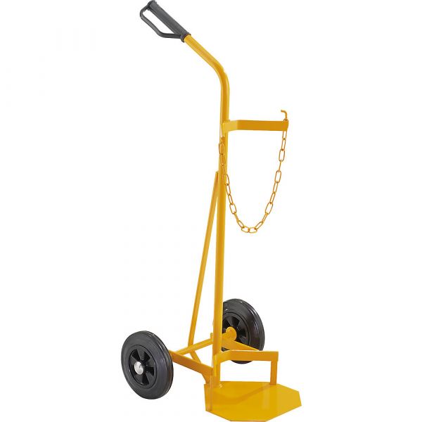 Eurokraft Carro para Garrafas em Aço, para 1 Garrafa em Aço Ø 140 - 250 mm, Pneus de Borracha Maciça Amarelo Melão Ral 1028 - M82168-942486