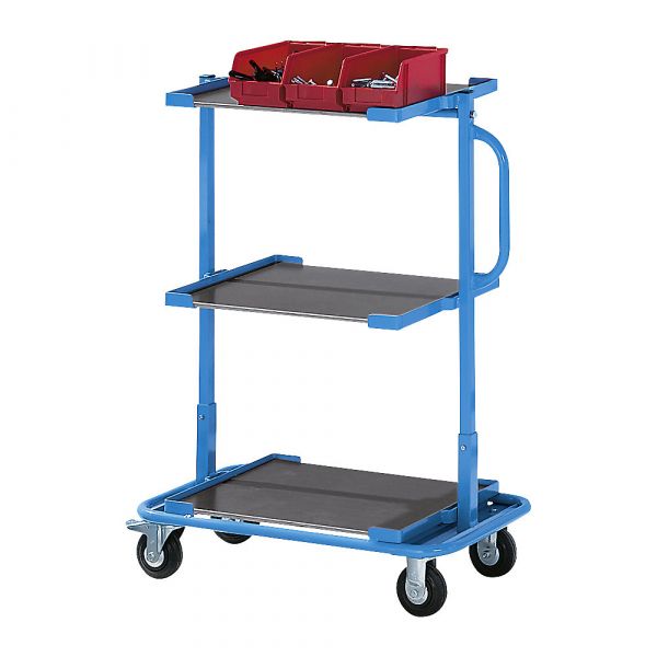 Eurokraft Carro para Assistência e Disposição, 3 Prateleiras Amovíveis, 200 Kg Azul Claro Ral 5012 - M7822-986393