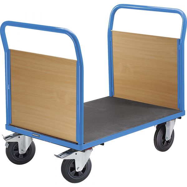 Eurokraft Carro de Plataforma, 2 Painéis Frontais, Pneus em Borracha Maciça, Cxl 1050 X 700 mm, Azul Claro Azul Claro Ral 5012 - M1036077-114435
