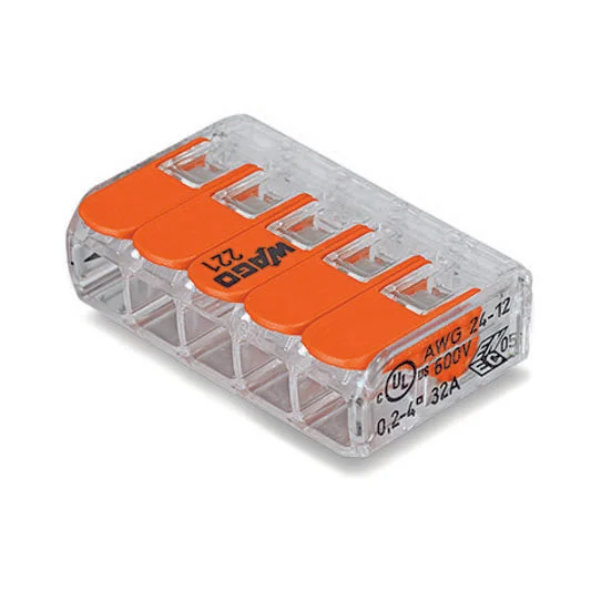 Ligador rápido 5 fios 0.2 a 4mm² (Pacote 10 uni.) 221-415 - Wago