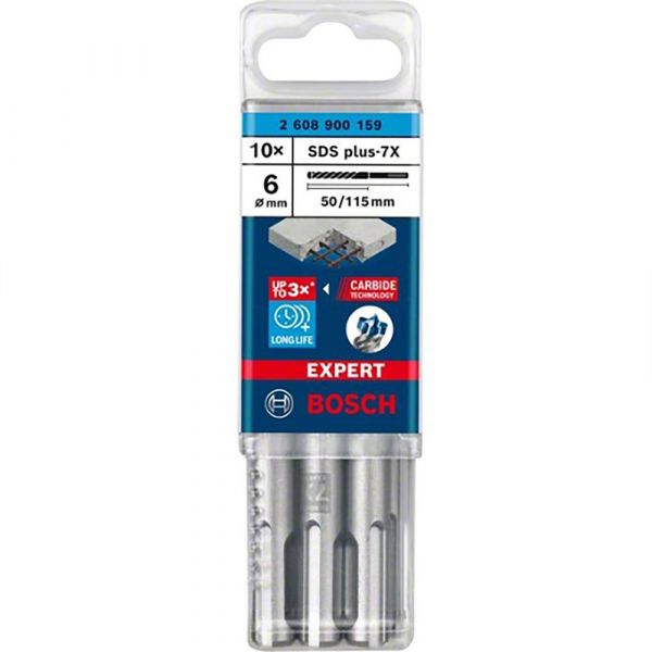 Bosch Broca Professional Expert Sds Plus-7x 6x50x115 Mm Reinforced Concrete Drill 10 Unidades Prateado